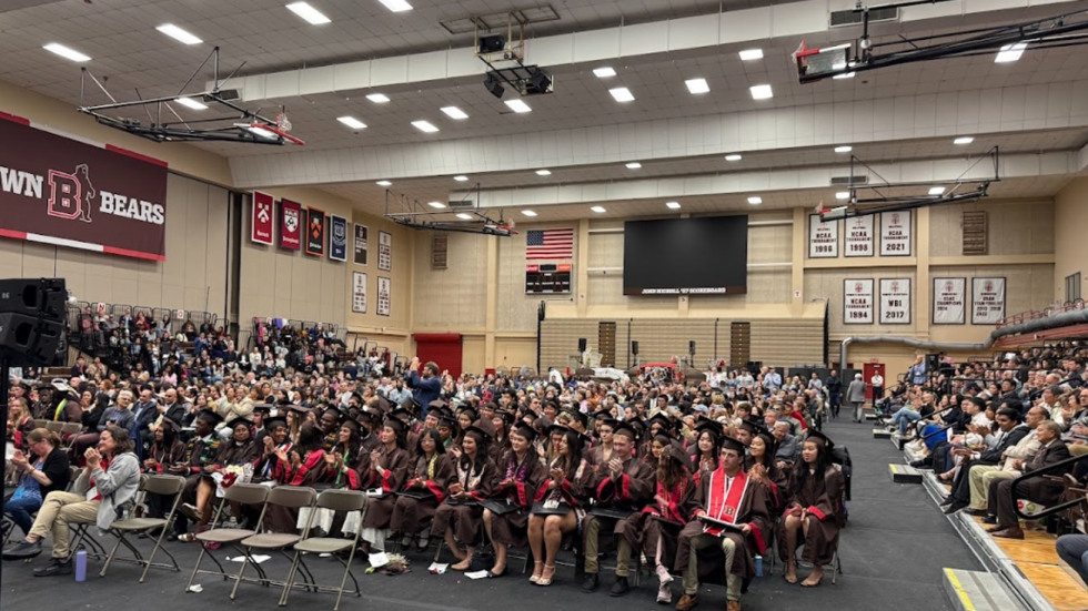 Graduating students and friends & family at Pizzitola Sports Center